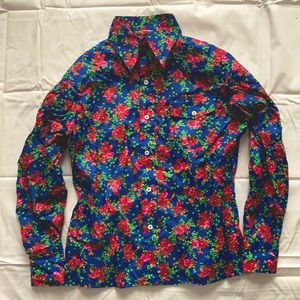 Mens SKYR Blue Floral Button Down Dress Shirt Small